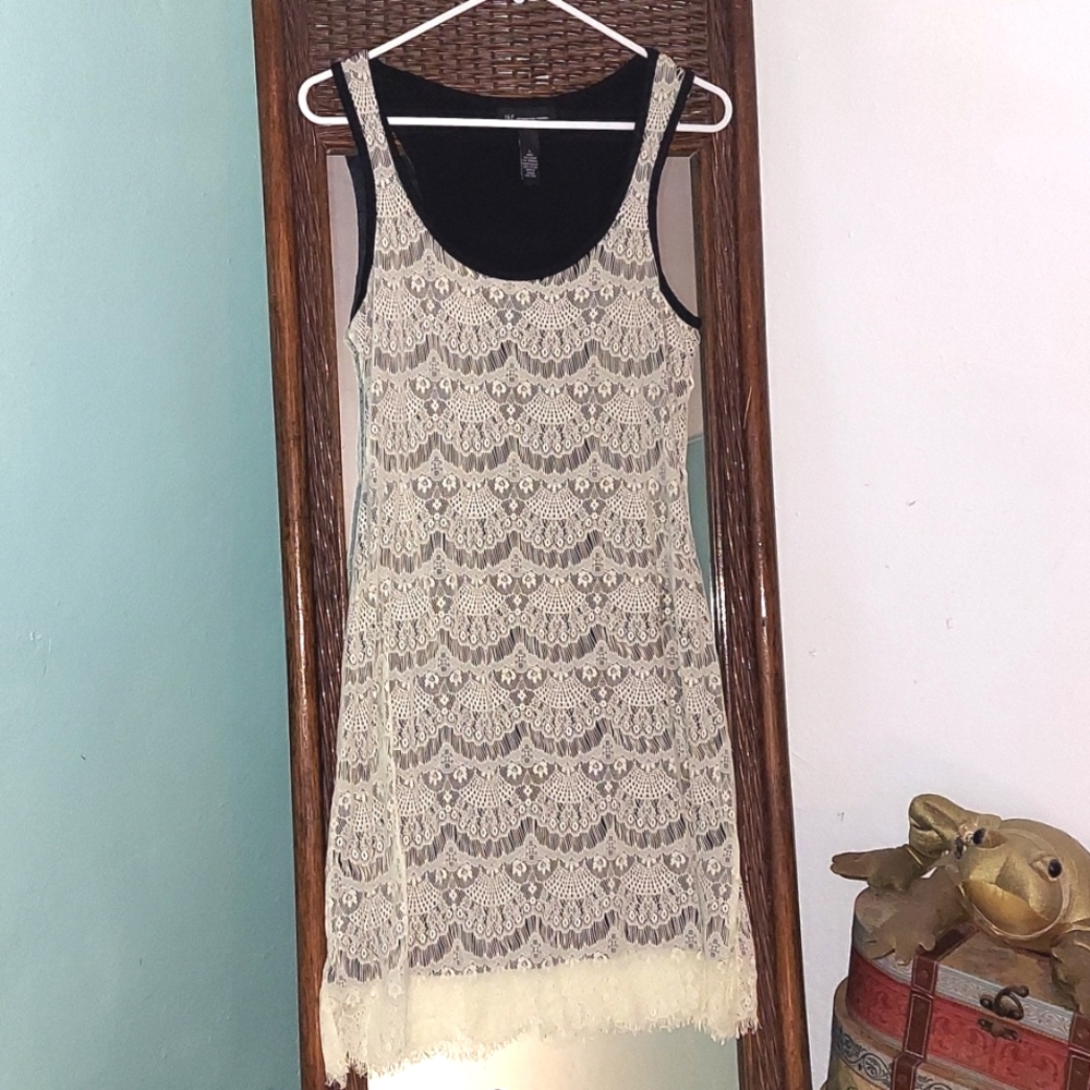 INC tank dress with lace overlay